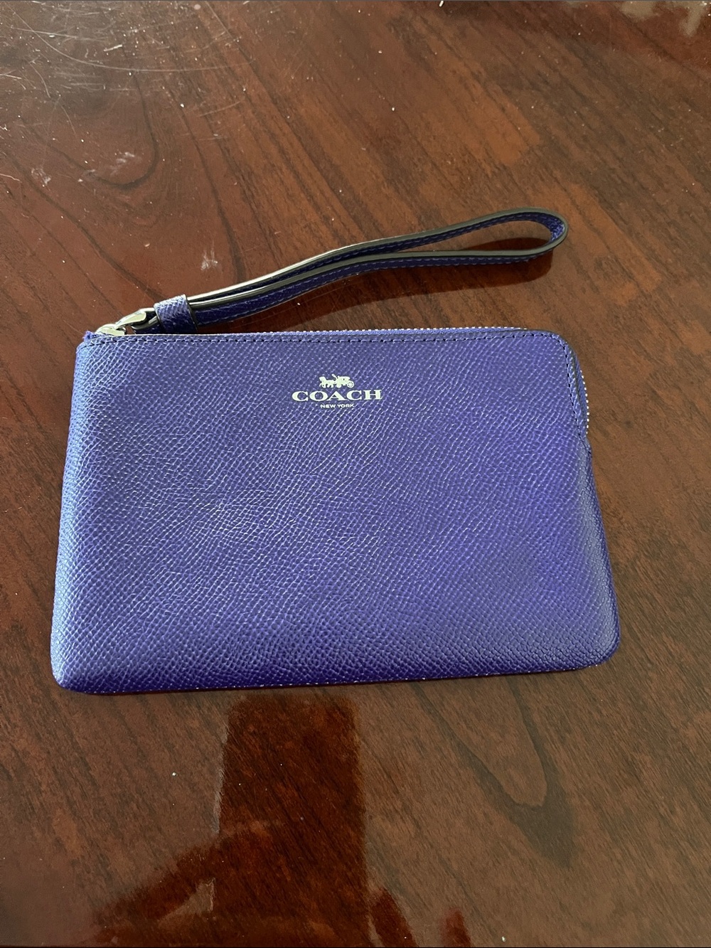 Coach Purple Wristlet purse pebbled leather mini wallet